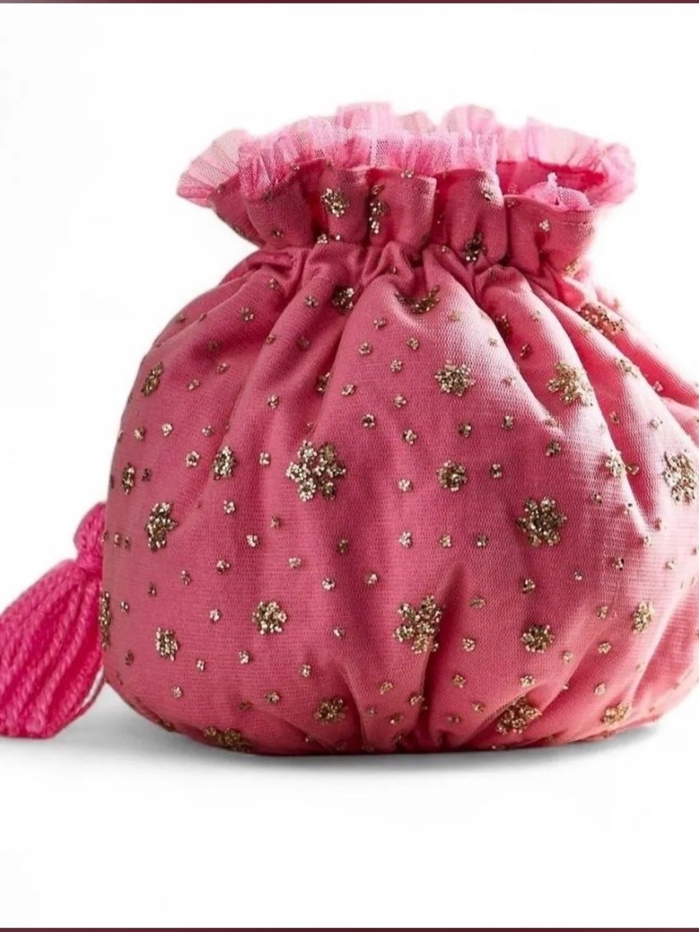 Free People Seasons Sparkle Mini Gift Sack in Pink NWT - Picture 1 of 5